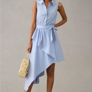 Anthropologie Asymmetrical Sky Blue Dress